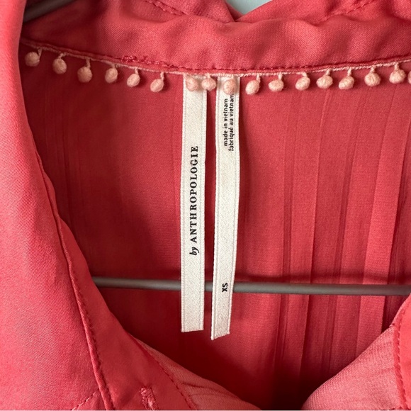 Anthropologie Orange Pink Long Sleeve Button Down Shirt - Picture 4 of 9